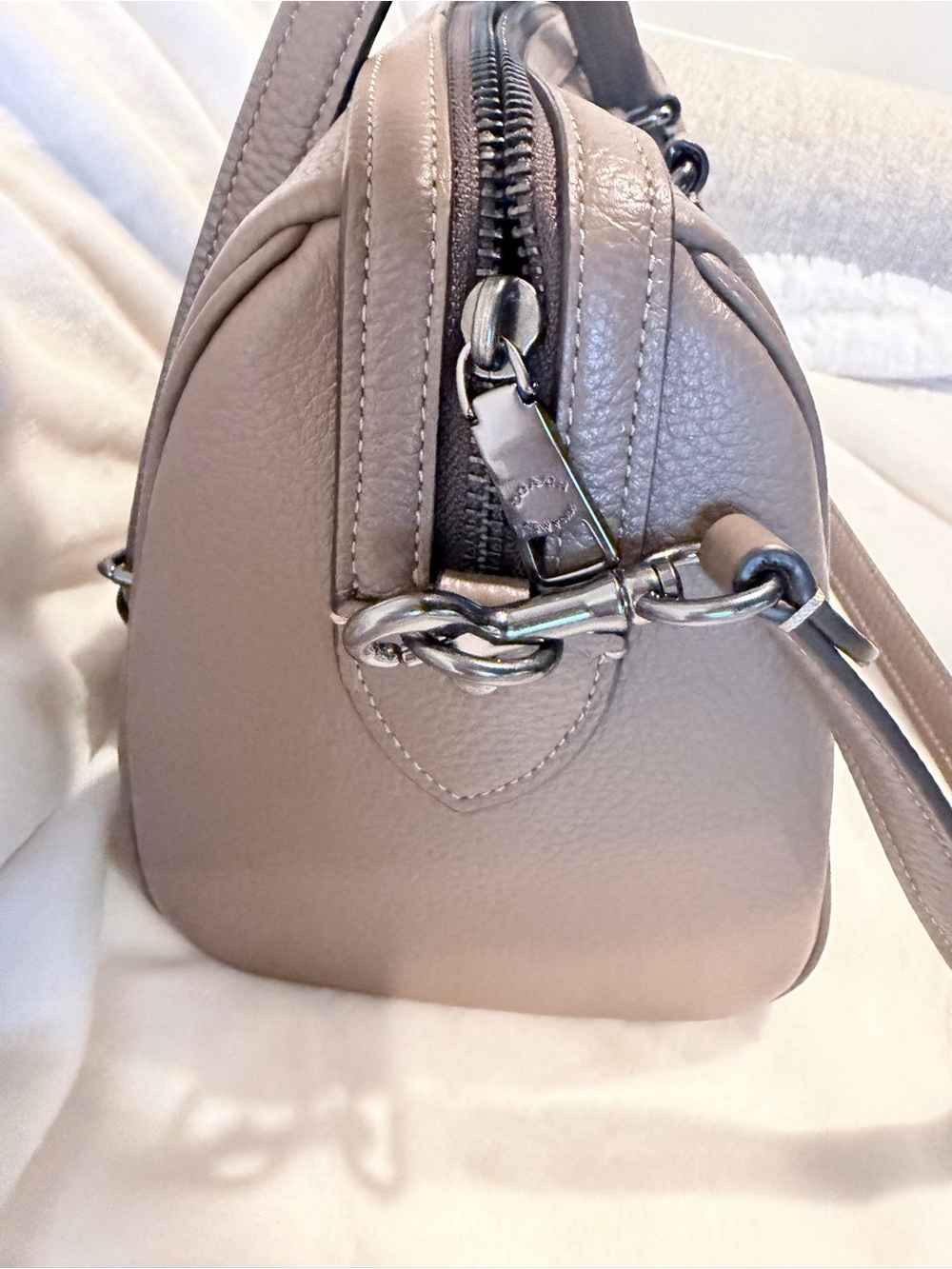 LIKE NEW Coach Outlet Medium Rowan Satchel Bag - Dark Stone - Picture 5 of 8
